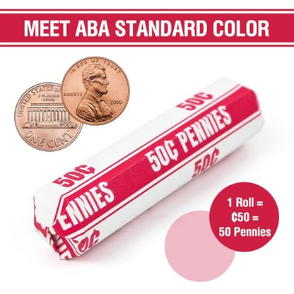 THEBLUETOUCH 100 pcs White Kraft Flat Coin Wrappers for Pennies - size: 100 Penny Only