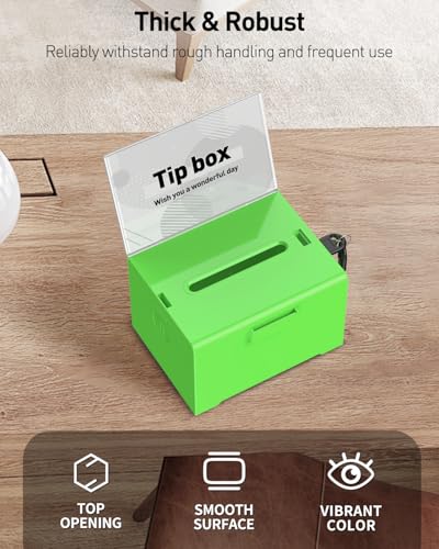 Uniclife 6.2"x 5" x 4" Green Acrylic Donation Box with Lock and Slot - color: Green, size: 1 Pack