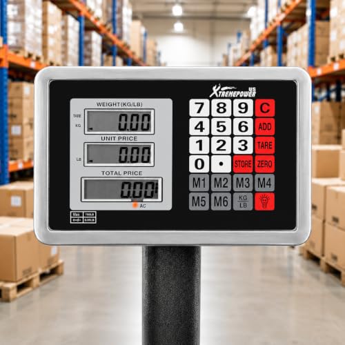XtremepowerUS 700LB Weight Computing Postal Scale Digital Floor Large Platform Warehouse Shipping LB Price Calculator Luggage Package Shipping Mailing Postal Scale with Accurate LB/KG Foldable