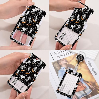 ID Badge Holder with Lanyard,Retractable ID Badge Card Holders&Detachable Lanyard Strap,ID Card Protector for Women Teacher Nurse Doctor Office. (Skeleton-01) - color: Skeleton-01