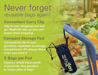 Reusable Grocery Bags, Foldable Shopping Bags in Pod, 5 Pack - color: Orange - 5 Bags