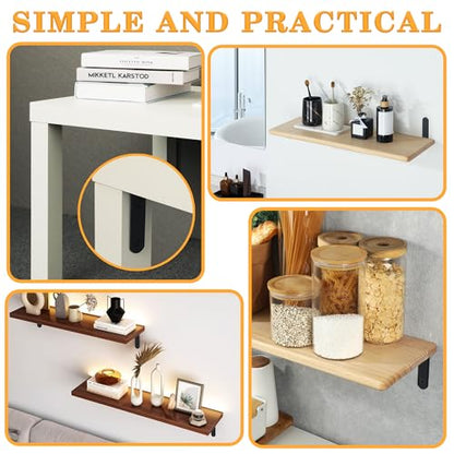 Alise 8Pcs Floating Shelf Brackets, Black Heavy Duty L Bracket for Shelves - color: Black, size: (8P) 5x3x0.72 inch