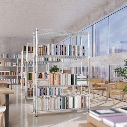 IZEUK 3400 LBS Garage Shelving Wide Storage Shelves 4 Tier Metal Shelves Heavy Duty Adjustable Utility Shelf Rack Chrome 17.7" D x 47.2" W x 70.4" H - color: Chrome, size: 4 Tier, 17.7" D x 47.2" W x 70.4" H