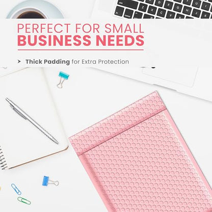 Light Pink Bubble Mailers 4x8, Poly Padded Envelopes #000, 500 Pack - color: Light Pink, size: 4"x8" / 500 Pack