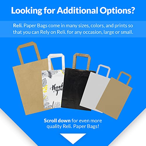 Reli. Paper Grocery Bags with Handles | 55 Pcs Bulk | 12"x7"x17"
