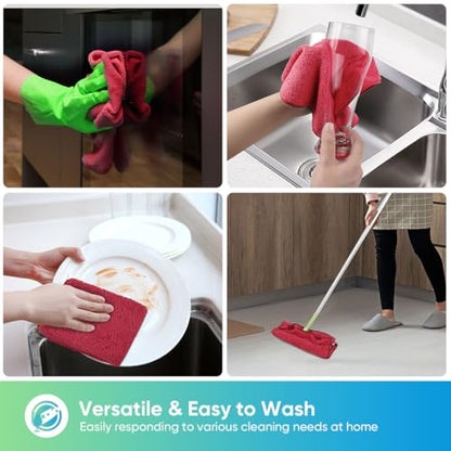 HOMEXCEL Red Microfiber Cleaning Cloth, Microfiber Towels for Car, 12 Pack - color: Red