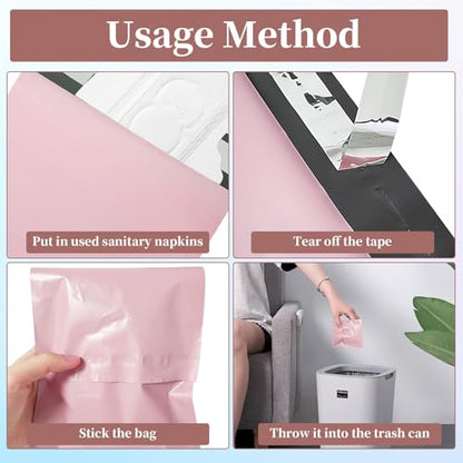 Sanitary Napkin Disposal Bags, 100pcs Pink, Opaque Sealed Design for Privacy Protection - color: Pink
