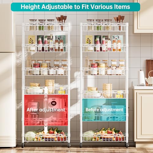 SINGAYE 6 Tier Shelf Wire Shelving Adjustable Storage Shelves Basket Rack - color: White, size: 6-Tier[17"Dx12"Wx63"H]