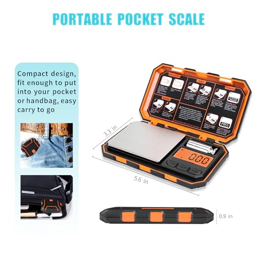 Fuzion Digital Pocket Gram Scale, 200g x 0.01g Jewelry Scale High Precision - color: Orange, size: 200/0.01g