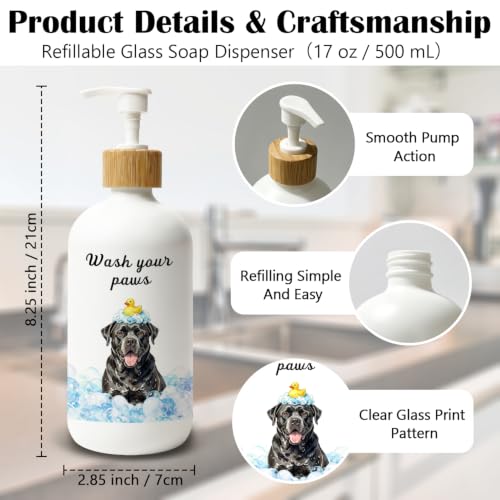 Black Labrador Retriever Dog Glass Soap Dispenser with Pump - color: Labrador