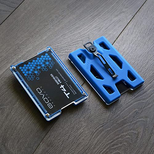 GOVO T4 Badge Holder/Wallet - Durable Polycarbonate ID/Credit Holder with Metal Clip and 4 Cards Slot (Holds 1 to 4 Cards) (Blue) - color: Blue
