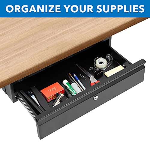 Mount-It! Locking Under Desk Pull-Out Drawer, Steel, 11 lb Capacity, 2 Keys - size: Lockable