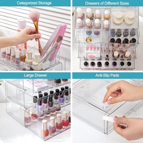 Vtopmart 5 Tier Clear Makeup Organizer with 6 Drawers - style: 5 Tier (2 Sizes Drawer)
