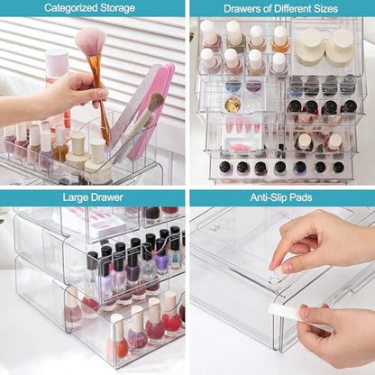 Vtopmart 5 Tier Clear Makeup Organizer with 6 Drawers - style: 5 Tier (2 Sizes Drawer)