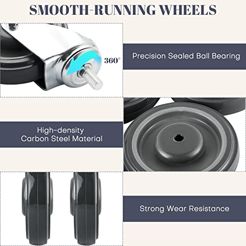 MYFULLY 5" Shopping Cart Caster Wheels 4-Pack with Hardware, Grey - style: Grey