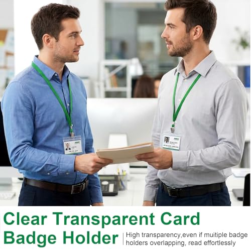 Marspark 4"x3" Name Badge Holder with Lanyard Bulk, Dark Green, 200 Sets - color: Dark Green