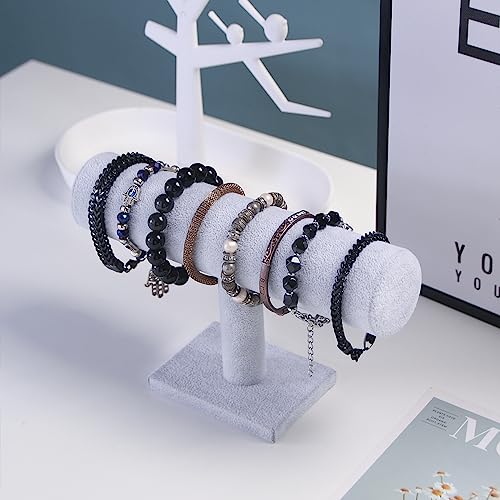 T-Bar Bracelet Holder, Bracelet Display Stand For Selling, Hair Tied Jewelry Organizer Watch Rack For Show (Gray Velvet) - color: Gray Velvet
