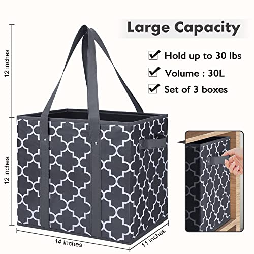 Reusable Grocery Bags 2Pack Foldable Washable Large Storage Bins, Dark Grey - color: Dark Grey, size: 2 Pack