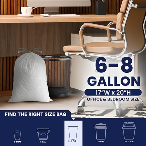 Plasticplace 4 - 6 Gallon White Drawstring Bags, 100% Prime Material, 17x20, 0.7 Mil, 200/Case - color: White, size: 200 Count (Pack of 1)