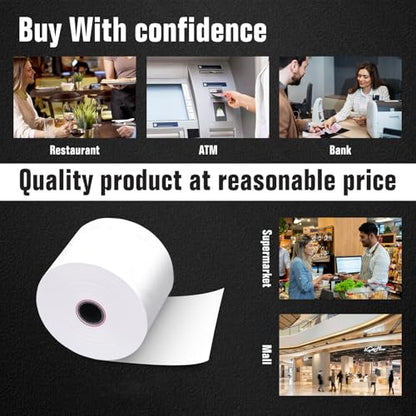 Thermal Paper Rolls 2 5/16 x 400 ft - 12 Rolls BPA Free, Smudge-Proof Cash Register Receipt Paper for Gas Pumps - size: 12 Rolls