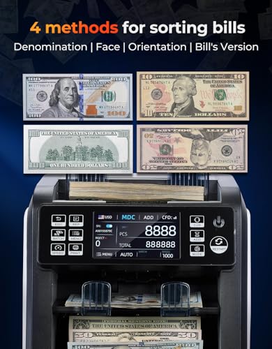 MUNBYN IMC23 Money Counter Machine Mixed Denomination with Reject Pocket