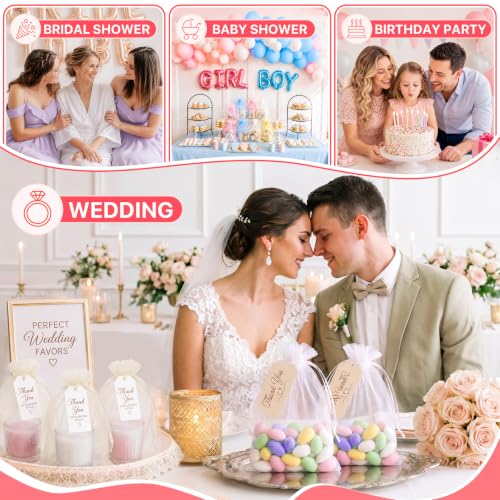 ANZNKU 100PCS Organza Bags 5x7 Ivory Small Gift Mesh Drawstring Goodie Bags - color: Ivory