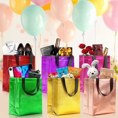 KeerxunBag 12 sets of colorful gift bags (with inner lining) - color: Mixed 6 colors