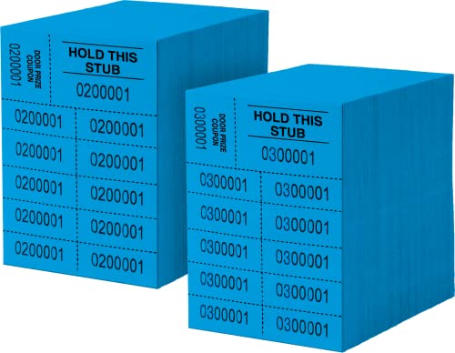 Auction Tickets - 1000 Sheets - 10 Numbers per Sheet (Blue) - color: Blue