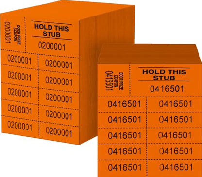 Auction Tickets - 1000 Sheets - 10 Numbers per Sheet (Orange) - color: Orange