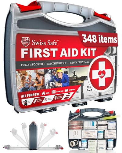 Swiss Safe 2-in-1 348 Pcs Large First Aid Kit for Camping, Travel & Car