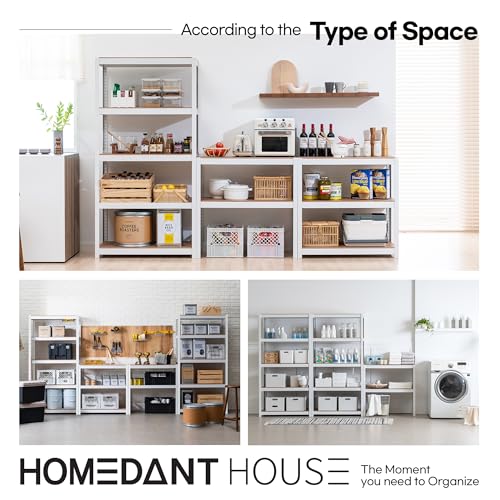 HOMEDANT House White 36.2" W 5 Tier Storage Shelves Garage Shelving Unit - color: White, size: 36.2"W x 16.5"D