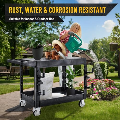 LDHTHOPI Utility Cart, Heavy Duty Flat with Full Swivel Wheels - color: Black