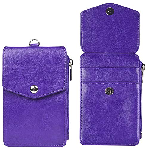 Teskyer ID Badge Holder with Retractable Lanyard, Lanyard Wallet, Purple - color: Purple #02, size: 3.1" x 4.7"