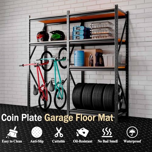 StellarStar 4x10 FT Garage Floor Mat, 2mm Thickened PVC Coin Pattern - color: Black(Coin), size: 4x10 FT