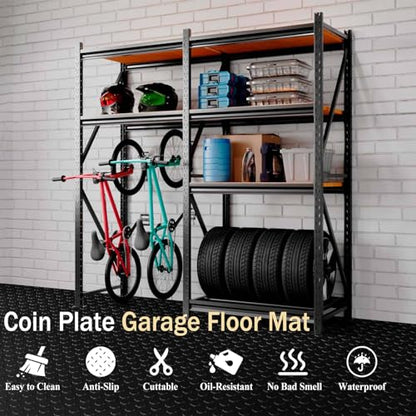 StellarStar 4x10 FT Garage Floor Mat, 2mm Thickened PVC Coin Pattern - color: Black(Coin), size: 4x10 FT