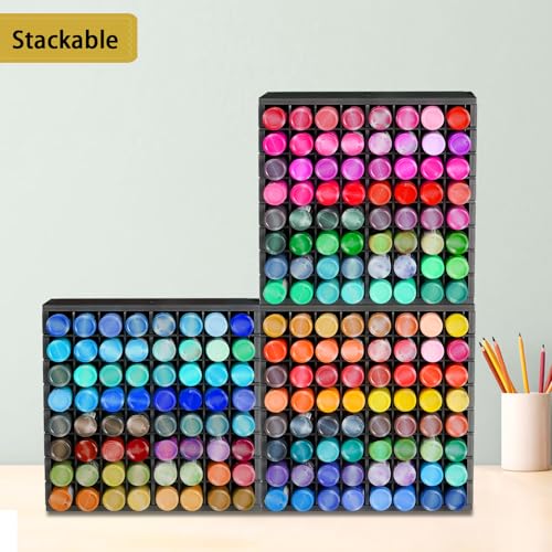 Krafetto 64-Grid Paint Organizer for 2 Oz Bottles, Wall Mount, Black - color: 1pc black paint rack