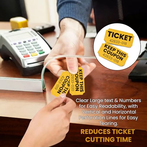 PM Company 2000 Pcs (1000 Pairs) Raffle Tickets Double Roll, 50/50 Yellow - color: Yellow
