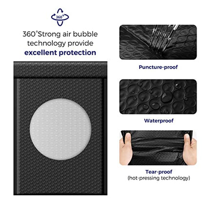 Fuxury 100 Pack Bubble Mailers Bulk 10.5x16", Self Seal Padded Envelopes - color: Black, size: 10.5x16" 100PC