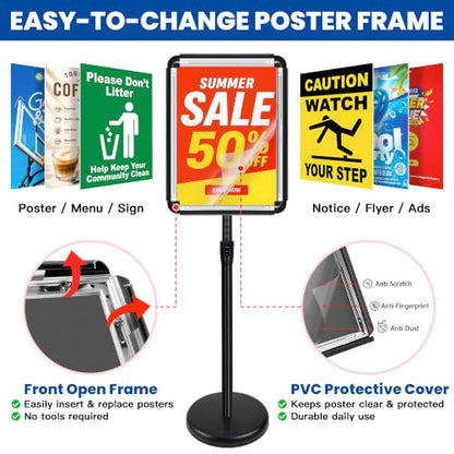 3Pack 11x17 Sign Holder Stand, Adjustable Floor Standing Sign Holder - color: Black, size: 11"x17"-3Pack