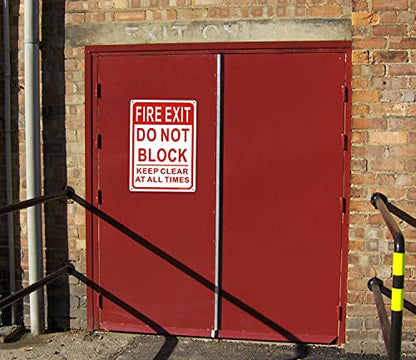 Large Fire Exit Sign, Do Not Block Door Signs, Keep Clear at All Times Sign, 14 x 10 Inches Rust Free Aluminum, Weather/Fade Resistant Easy Mounting 2 Pack - style: 14 " x 10 "