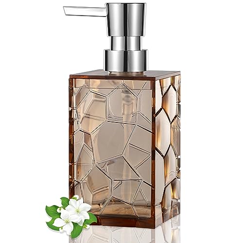 Clear Acrylic Pump Bottle Refillable Lotion Soap Dispenser 10oz Light Brown - color: Clear Light Brown, size: 1 Pack
