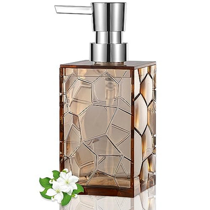 Clear Acrylic Pump Bottle Refillable Lotion Soap Dispenser 10oz Light Brown - color: Clear Light Brown, size: 1 Pack