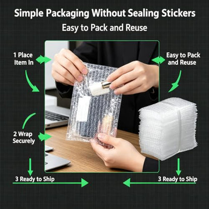 3x4Inch Small Bubble Out Bags 100pcs, Double Walled Cushioning Bags - size: 3x4"(100Pack)