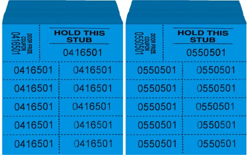 Auction Tickets - 1000 Sheets - 10 Numbers per Sheet (Blue) - color: Blue