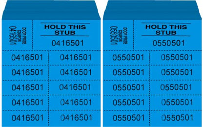 Auction Tickets - 1000 Sheets - 10 Numbers per Sheet (Blue) - color: Blue