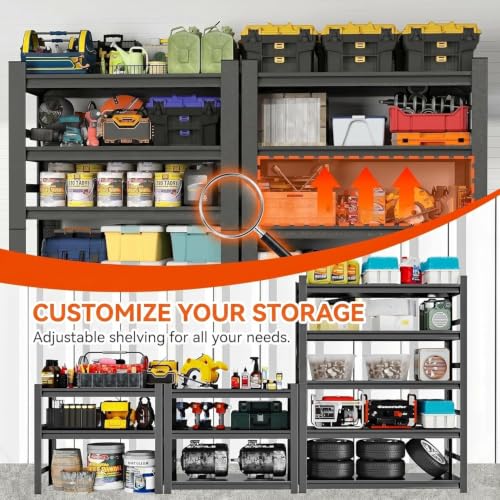 Wood Garage Shelving, Heavy Duty Storage Shelves with Anti-Fall Rails - size: Wooden-72"Hx 36"Wx 16"D