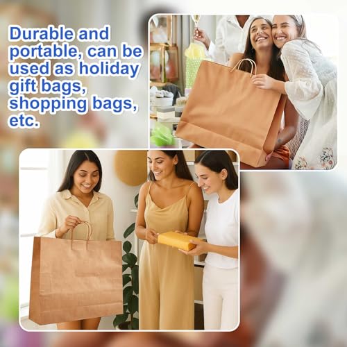 Maitys 30 Pcs 20x16x5 Inch Brown Extra Large Paper Gifts Bags with Handles - color: Brown 1, size: 20x16x5 Inch