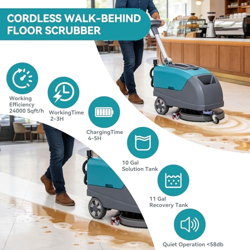 18" Walk Behind Commercial Floor Scrubber, 24" Squeegee Width