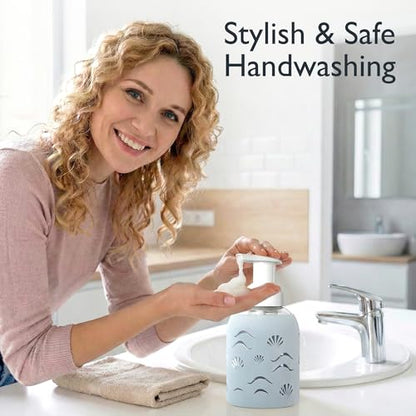 Foaming Glass Hand Soap Dispenser Pump Misty Blue 8oz - color: Misty Blue