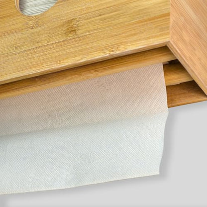 eBun Bamboo Paper Towel Dispenser with Removable Wooden Lid Tray, Bamboo - color: Bamboo